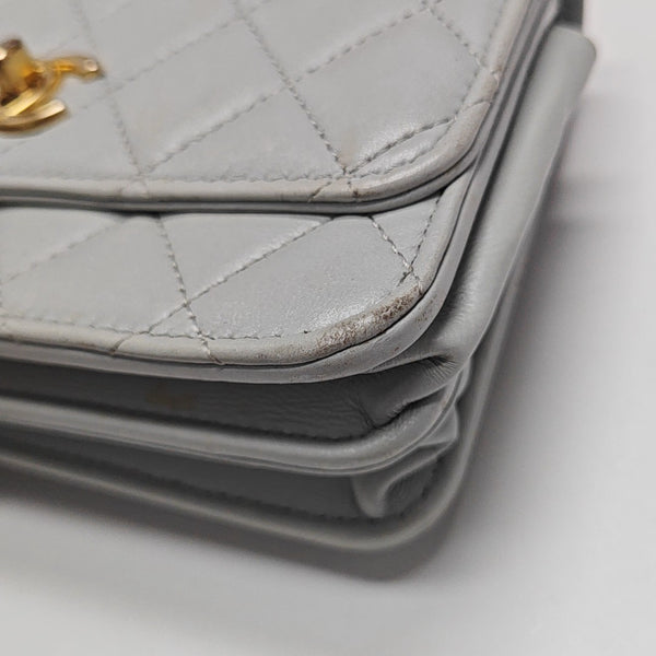 Quilted Lambskin Shoulder Bag Blue