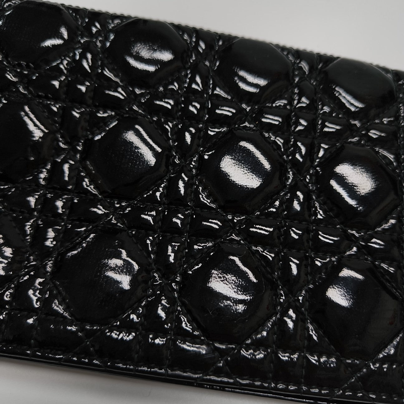 Lady Dior Medium Cannage Patent Leather Black