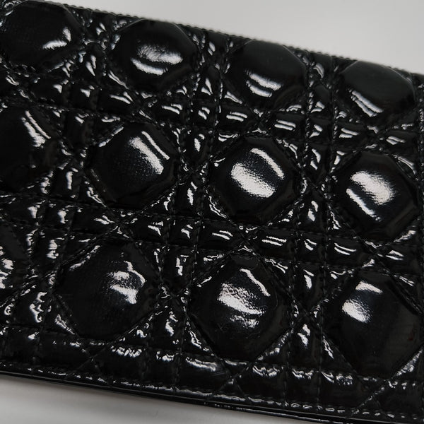 Lady Dior Medium Cannage Patent Leather Black