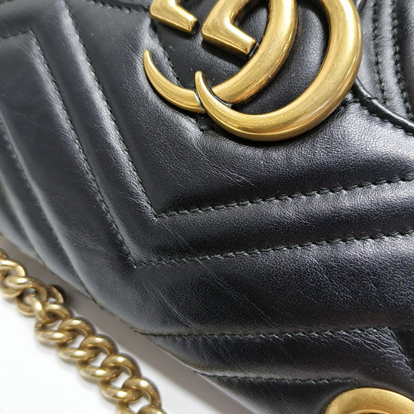 GG Marmont Small Quilted Calfskin Black