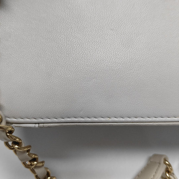 Quilted Lambskin Shoulder Bag White