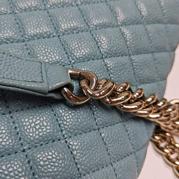 BOY CHANEL Medium Quilted Grained Calfskin Blue