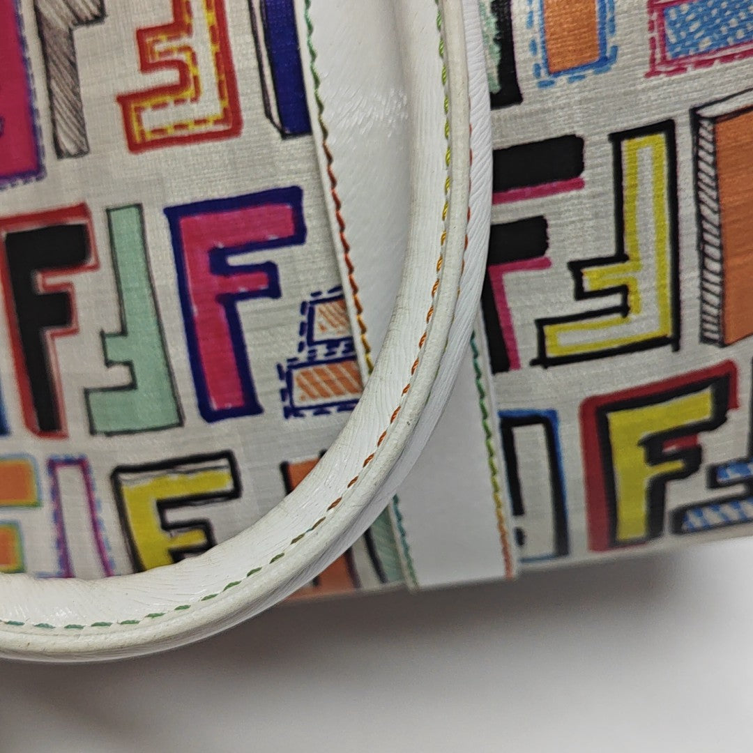 Coated Canvas Top Handle Bag White