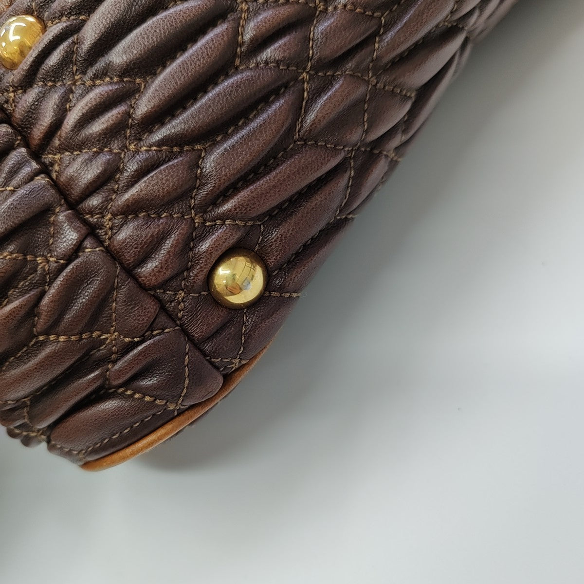 Crystal Quilted Lambskin Brown