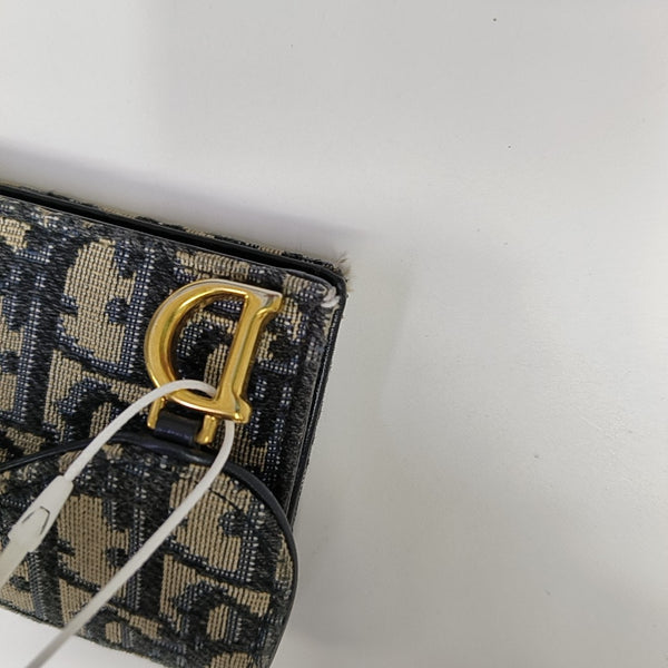 Saddle Mini Oblique Canvas Blue Wallet