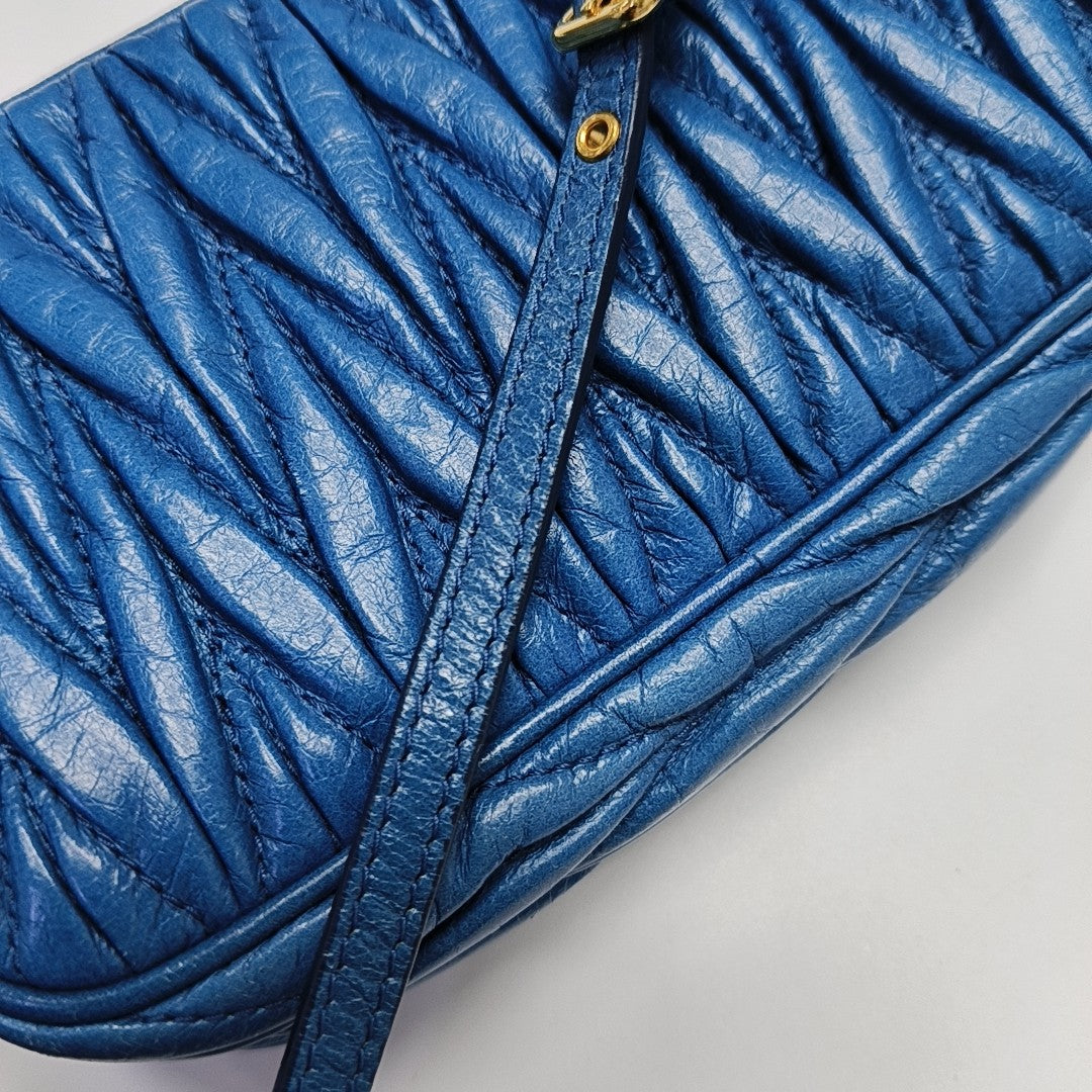 Quilted Lambskin Top Handle Bag Blue