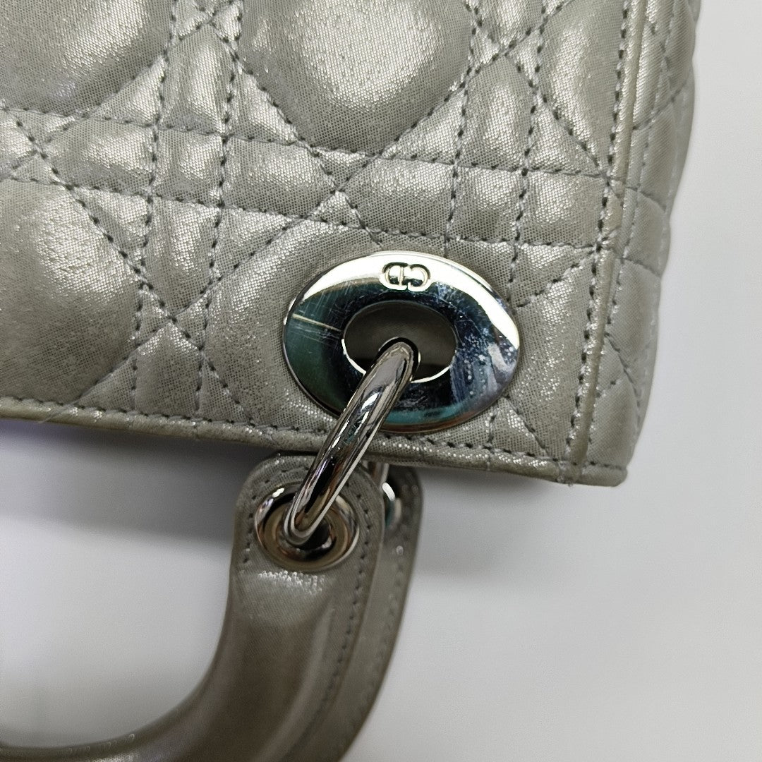 Lady Dior Mini Cannage Lambskin Gray