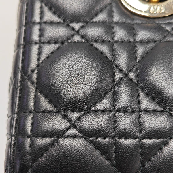 Lady D-Joy Small Quilted Lambskin Black