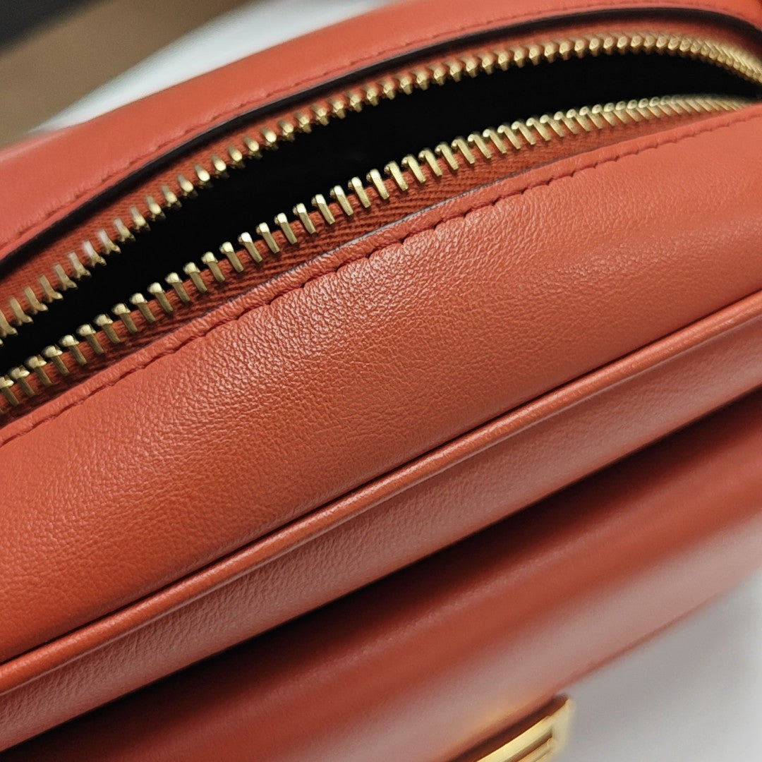 Leather Shoulder Bag Mini Orange