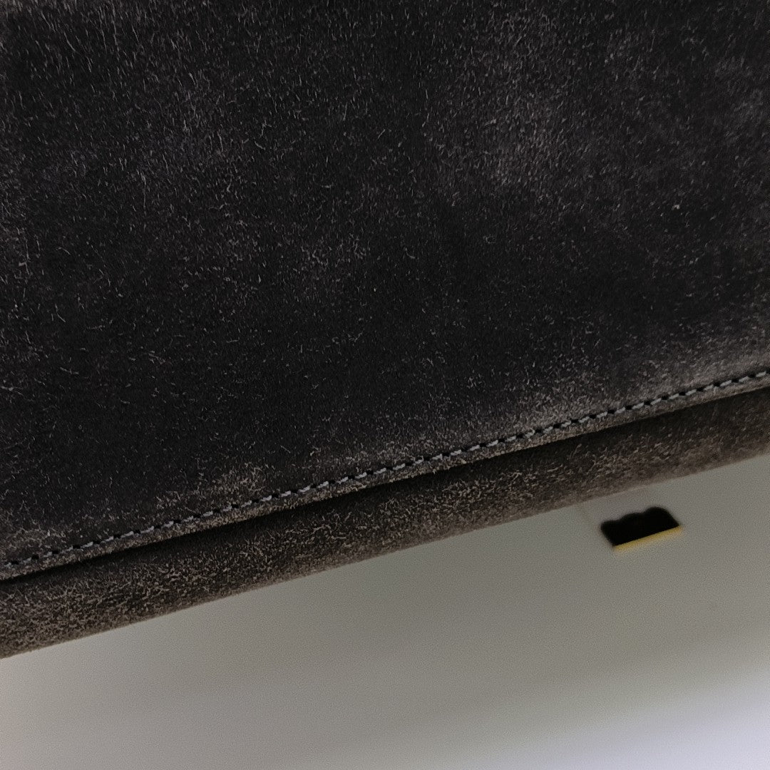 Suede Top Handle Bag Brown