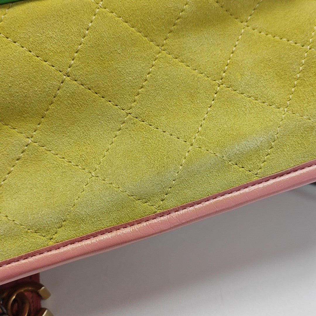GABRIELLE Small Quilted Suede Yellow