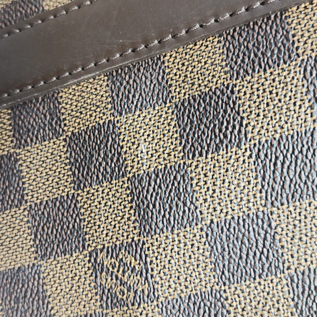 KEEPALL 55 Damier Ebene Coated Canvas Brown