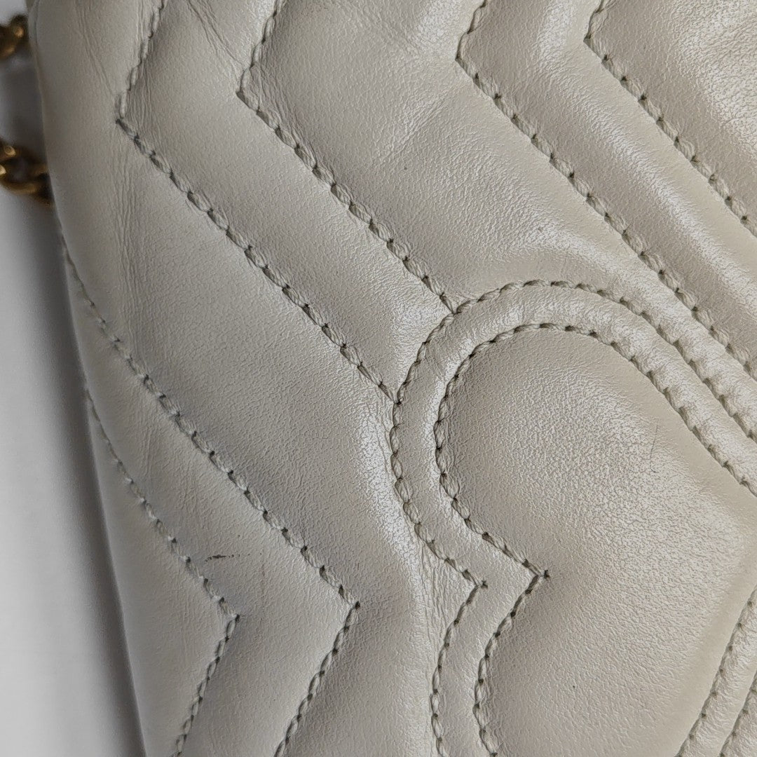 GG Marmont Mini Quilted Calfskin White