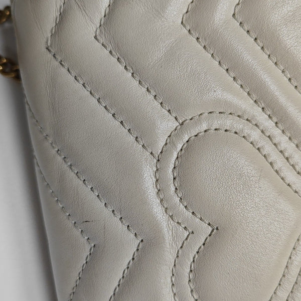 GG Marmont Mini Quilted Calfskin White