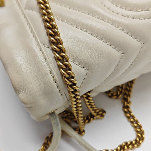 GG Marmont Mini Quilted Calfskin White