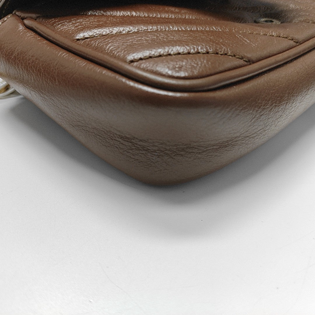 GG Marmont Mini Quilted Calfskin Brown
