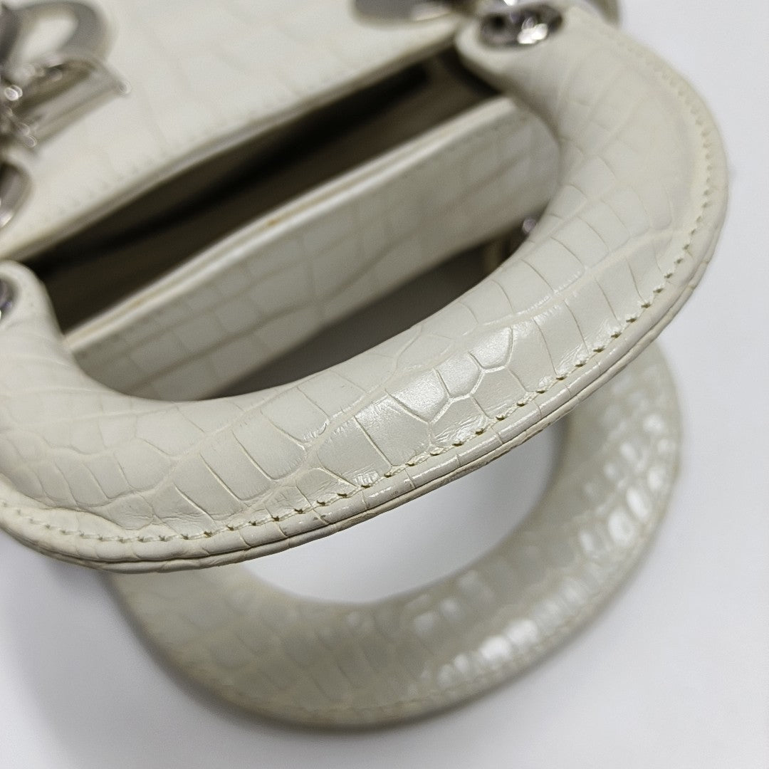 Lady Dior Mini Crocodile White