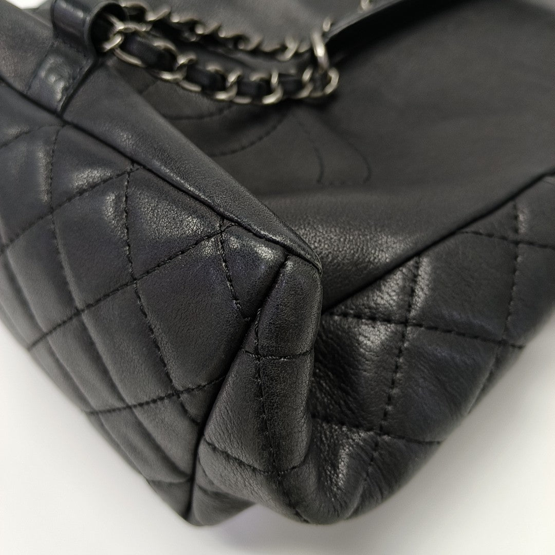 Quilted Calfskin Backpack Black