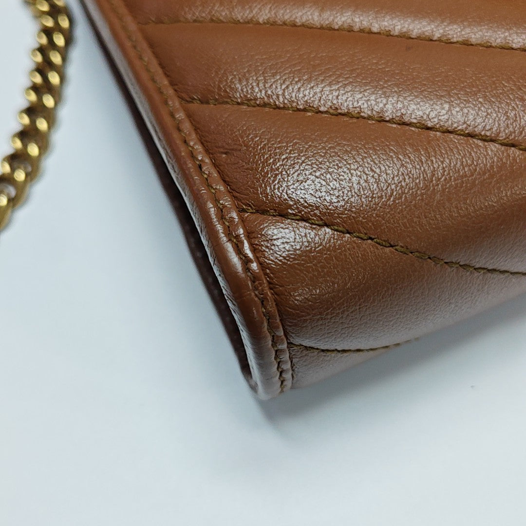 GG Marmont Mini Quilted Calfskin Brown