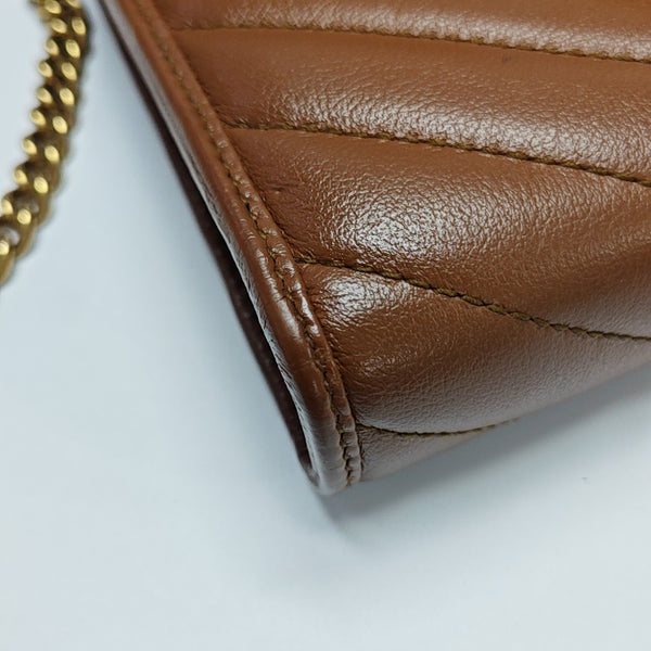 GG Marmont Mini Quilted Calfskin Brown