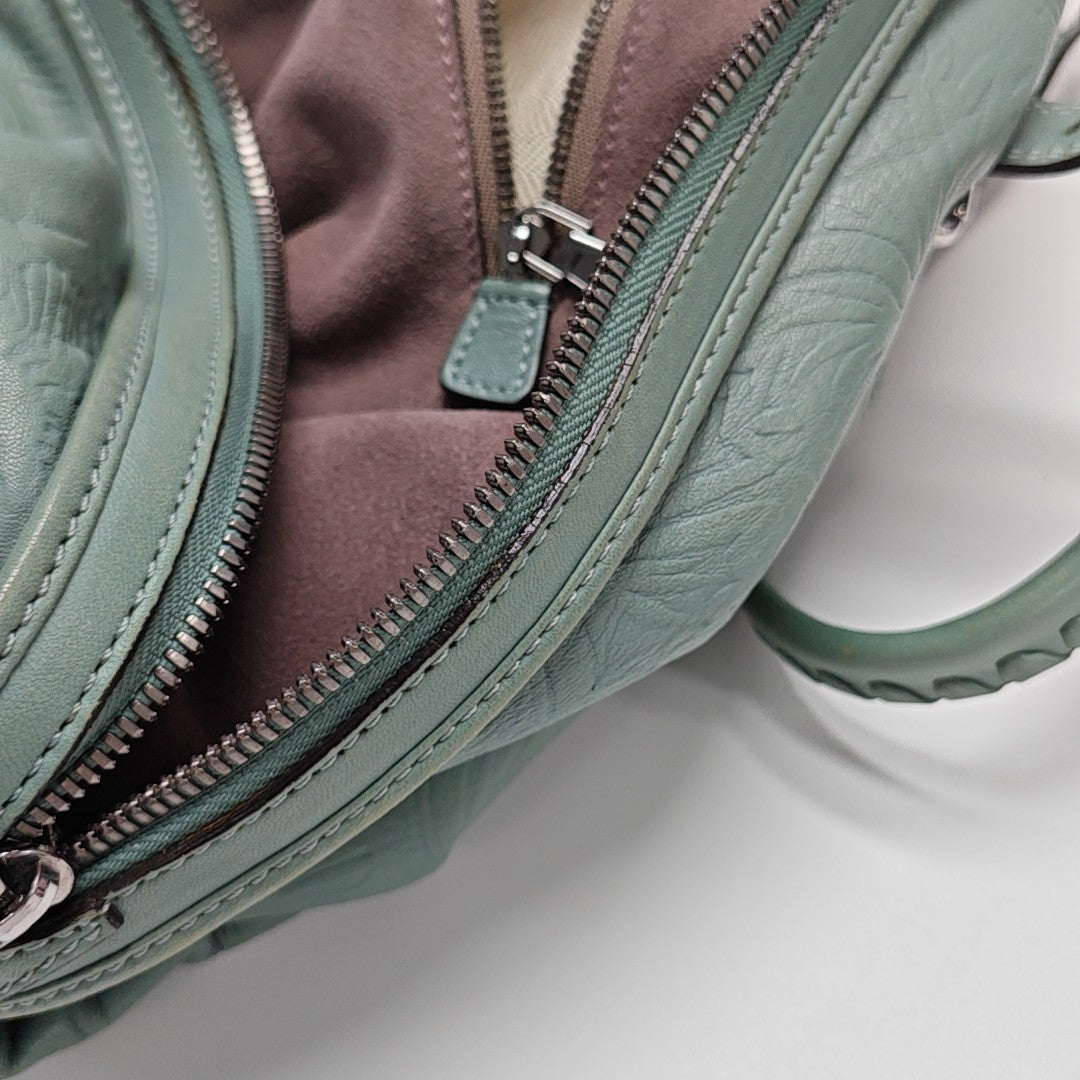 Lambskin Top Handle Bag Blue