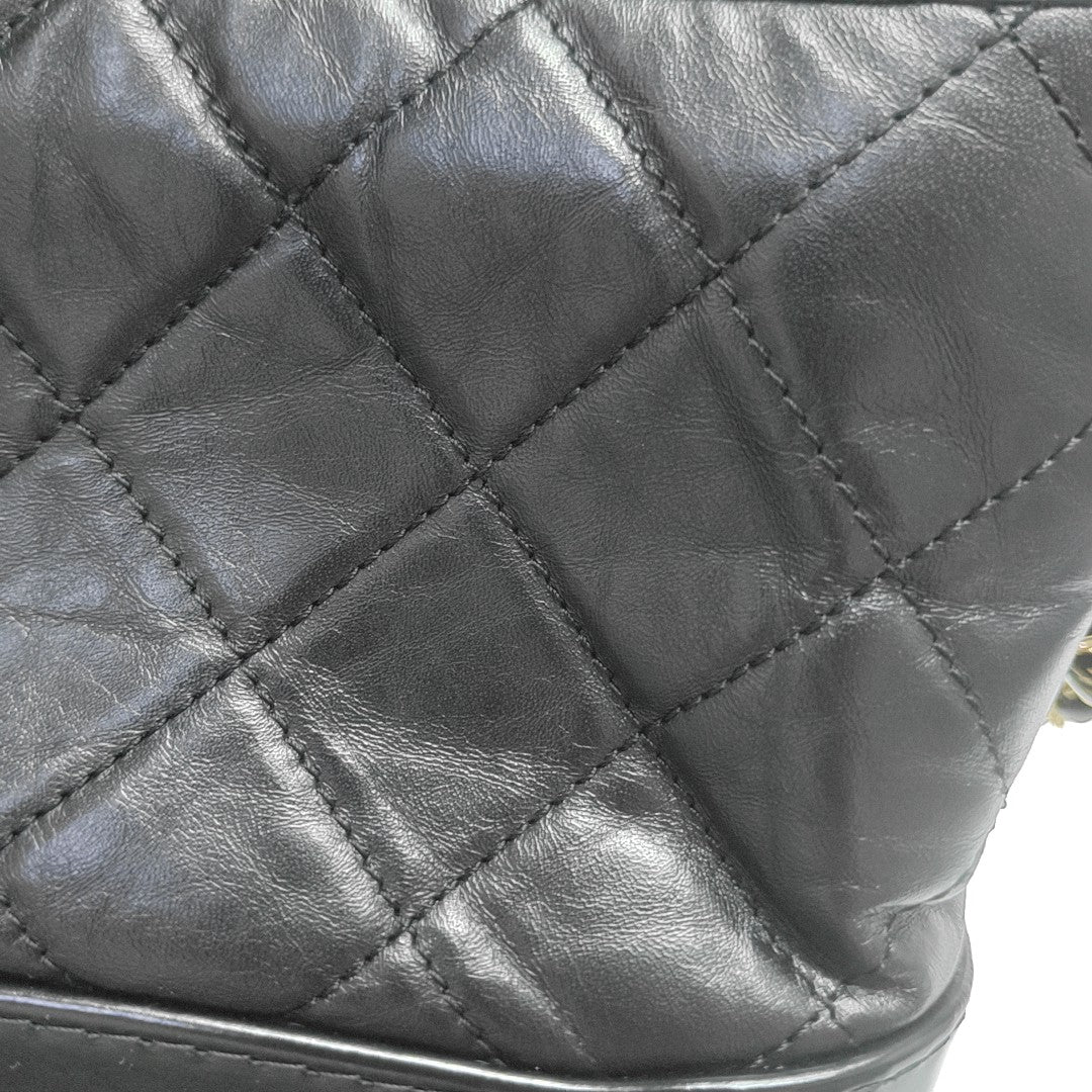 GABRIELLE Small Quilted Vintage Calf Black