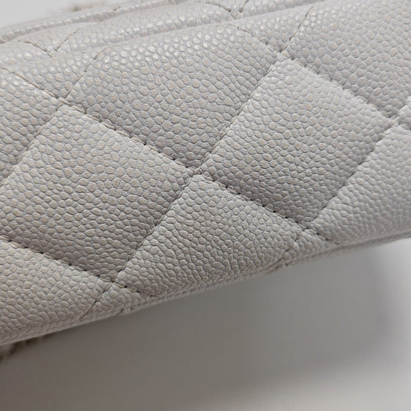 Quilted Grained Calfskin Shoulder Bag White