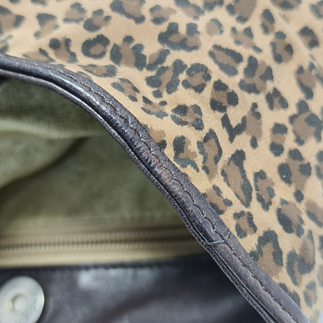 Fabric Top Handle Bag Brown