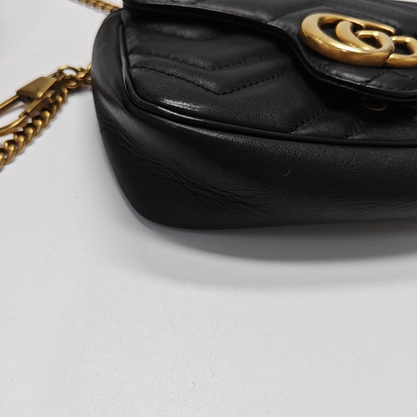 GG Marmont Mini Quilted Calfskin Black