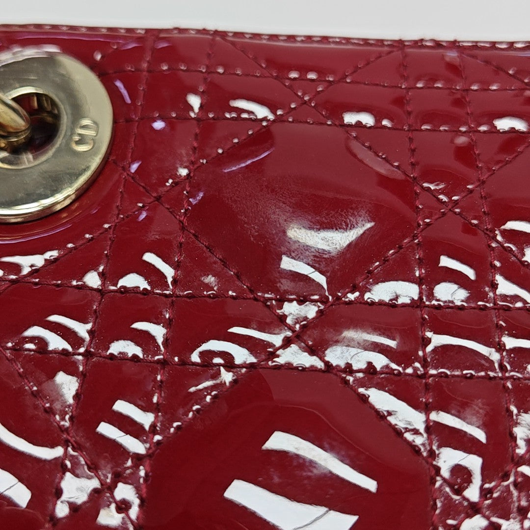 Lady Dior Mini Piel Charol Acolchada Roja