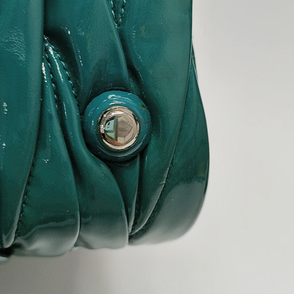 Quilted Patent Leather Shoulder Bag Green