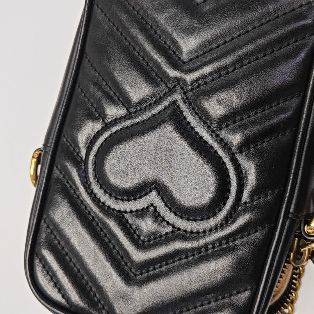 GG Marmont Mini Quilted Calfskin Black