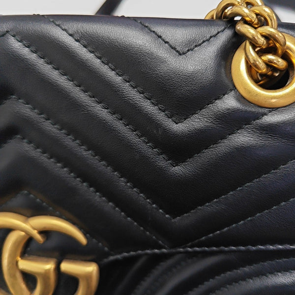 GG Marmont Medium Quilted Calfskin Black