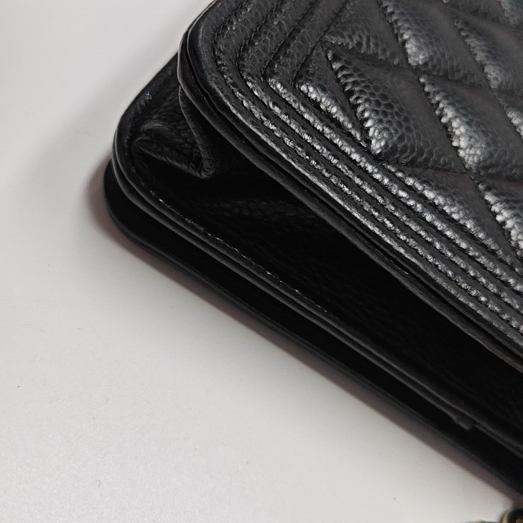 BOY CHANEL Mini Quilted Grained Calfskin Black