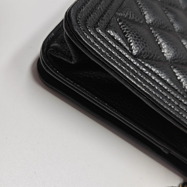 BOY CHANEL Mini Quilted Grained Calfskin Black