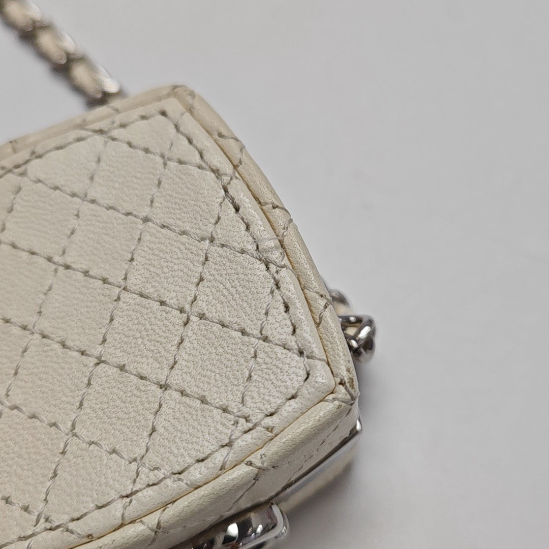 Quilted Lambskin Shoulder Bag White