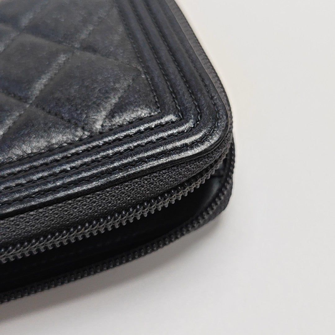 BOY CHANEL Mini Quilted Calfskin Blue Wallet
