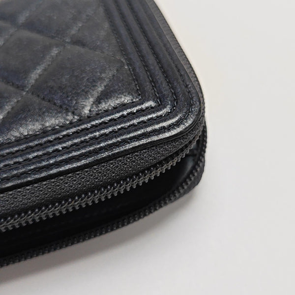 BOY CHANEL Mini Quilted Calfskin Blue Wallet