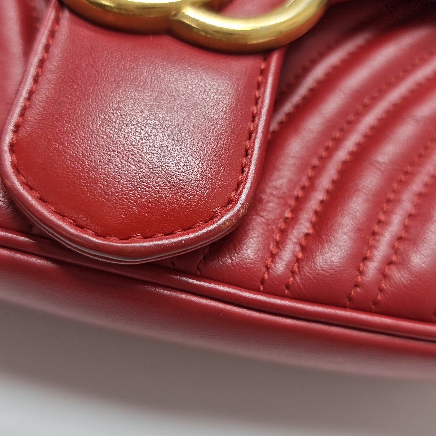 GG Marmont Medium Quilted Calfskin Red