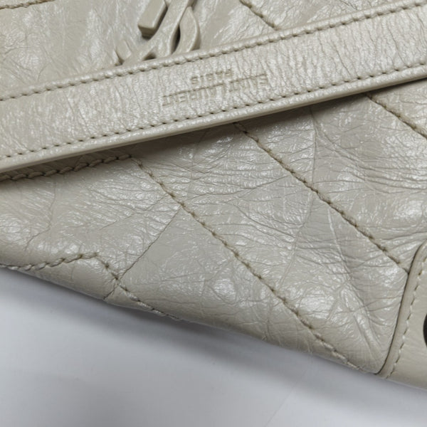 NIKI Small Chevron Calfskin White