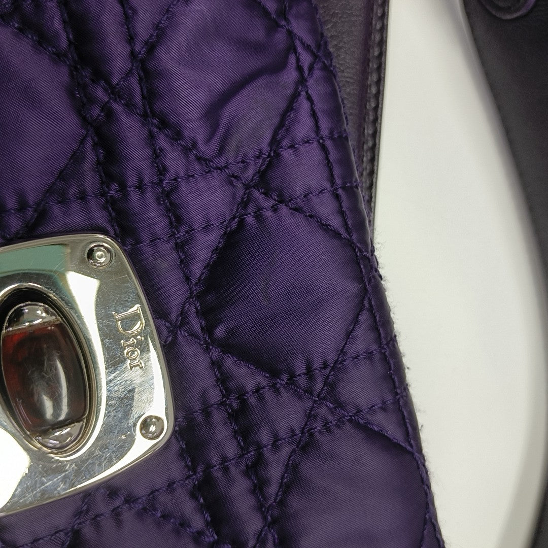 Cannage Silk Satin Tote Bag Purple