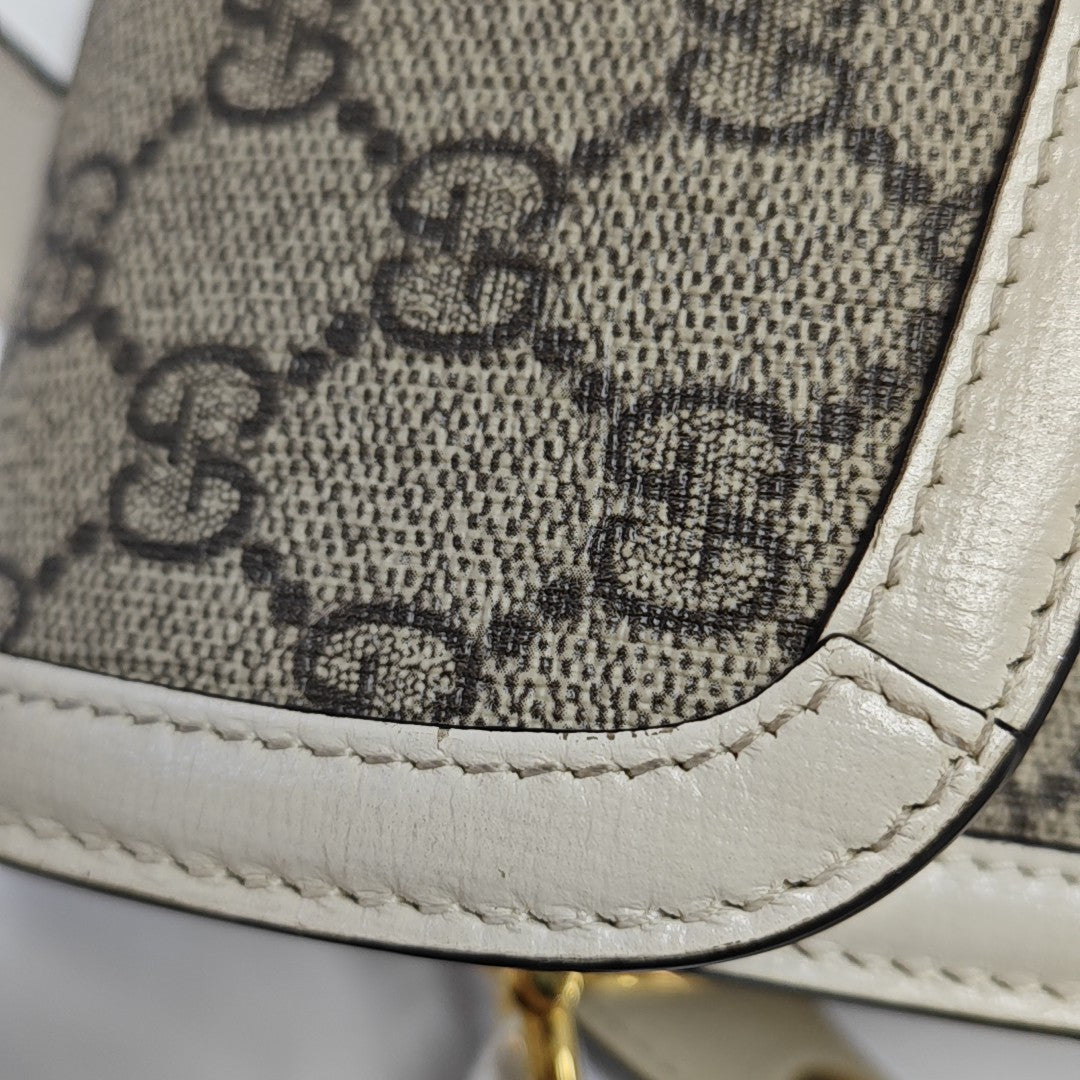 Horsebit 1955 Small Monogram Coated Canvas Beige