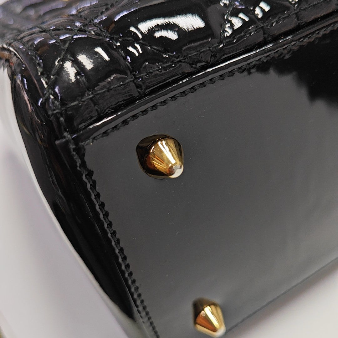 Lady Dior Medium Cannage Patent Leather Black