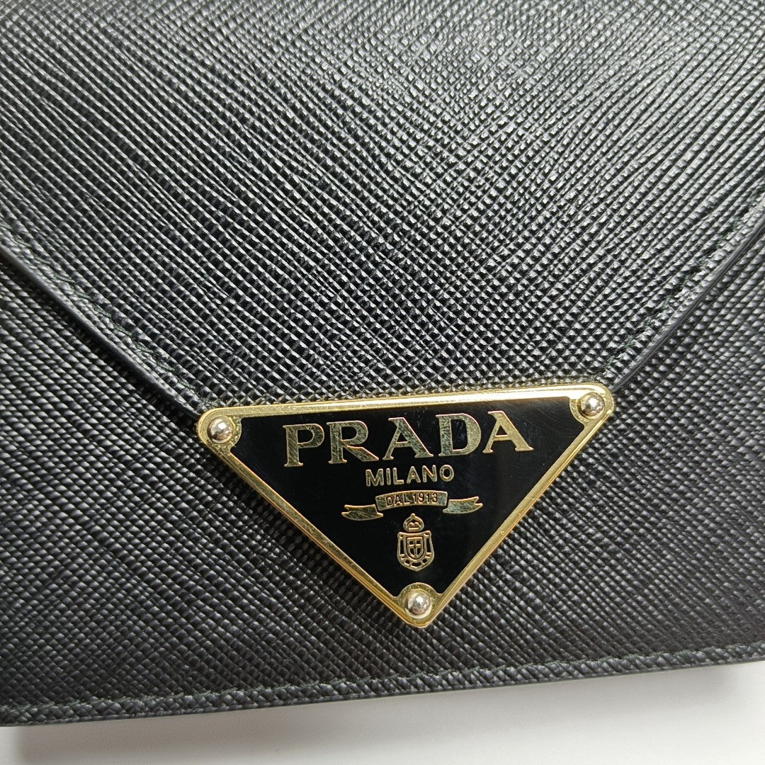 Fold Wallet Saffiano Calfskin Black