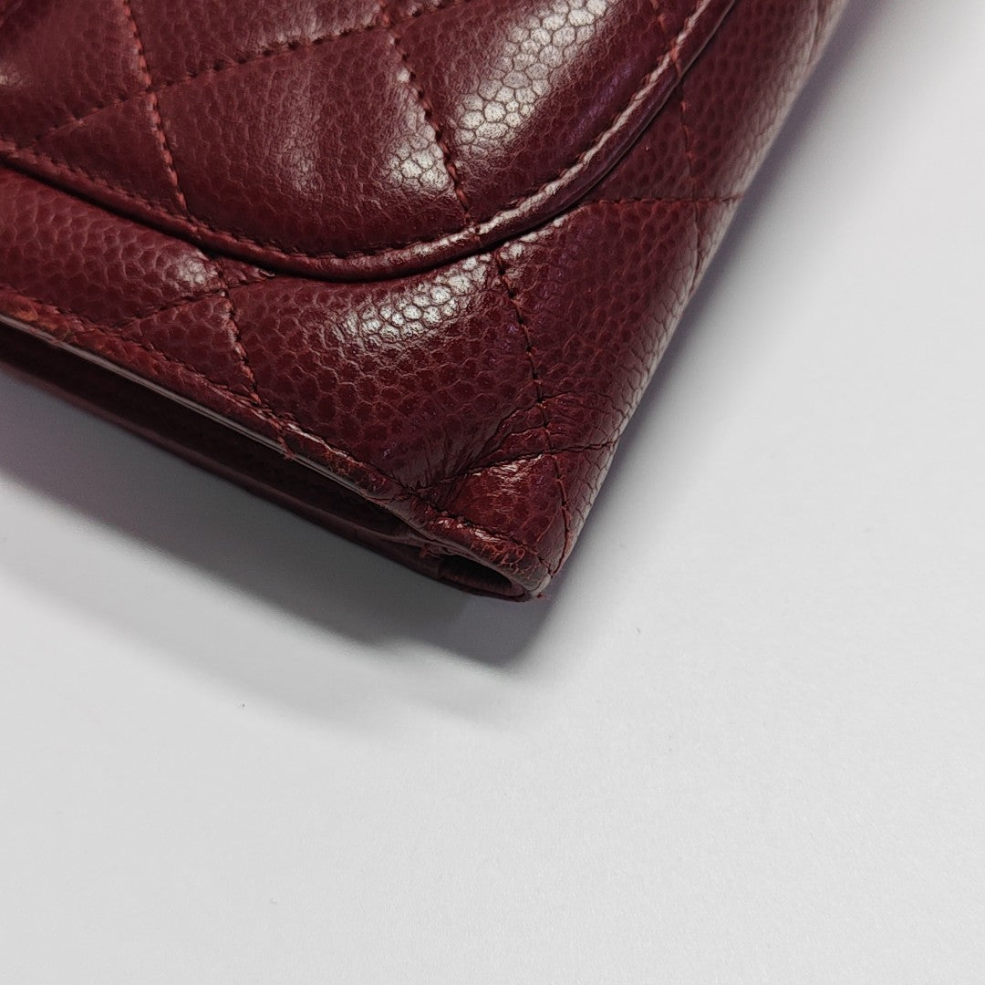 Quilted Grained Calfskin Wallet Red