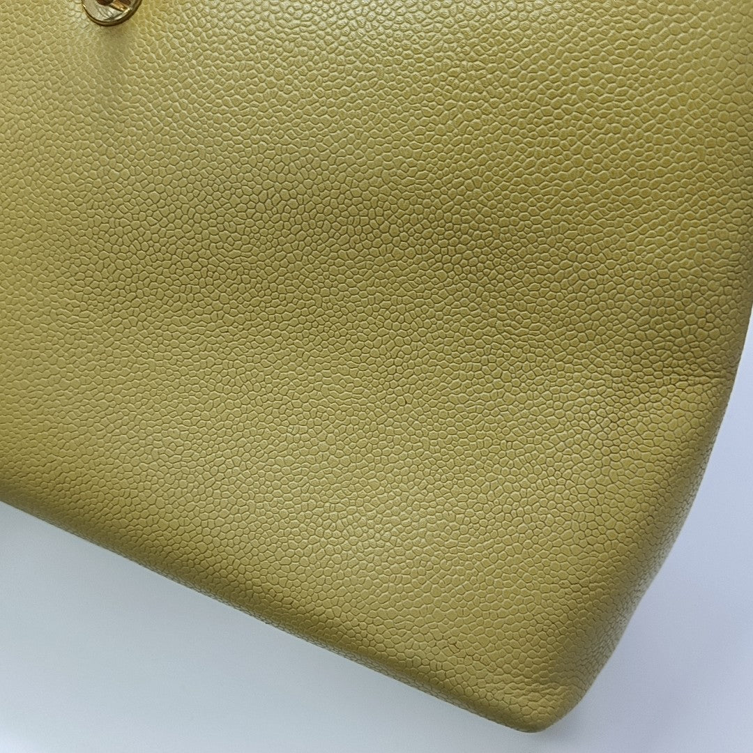 Quilted Calfskin Top Handle Bag Yellow