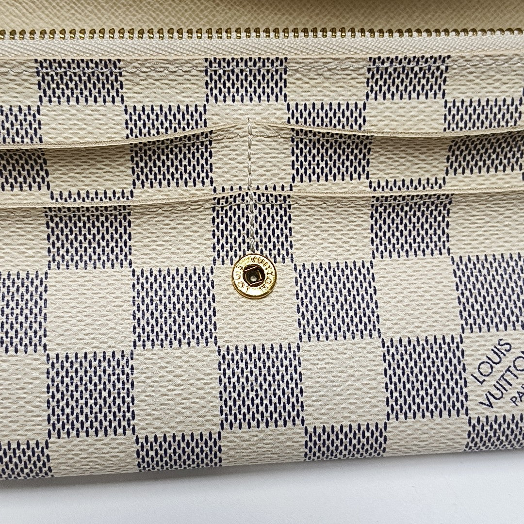 EMILIE Damier Azur Coated Canvas White Wallet