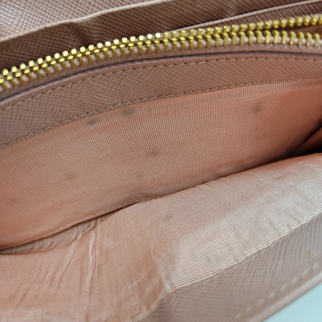 Fiocco Bow Saffiano Calfskin Pink Wallet