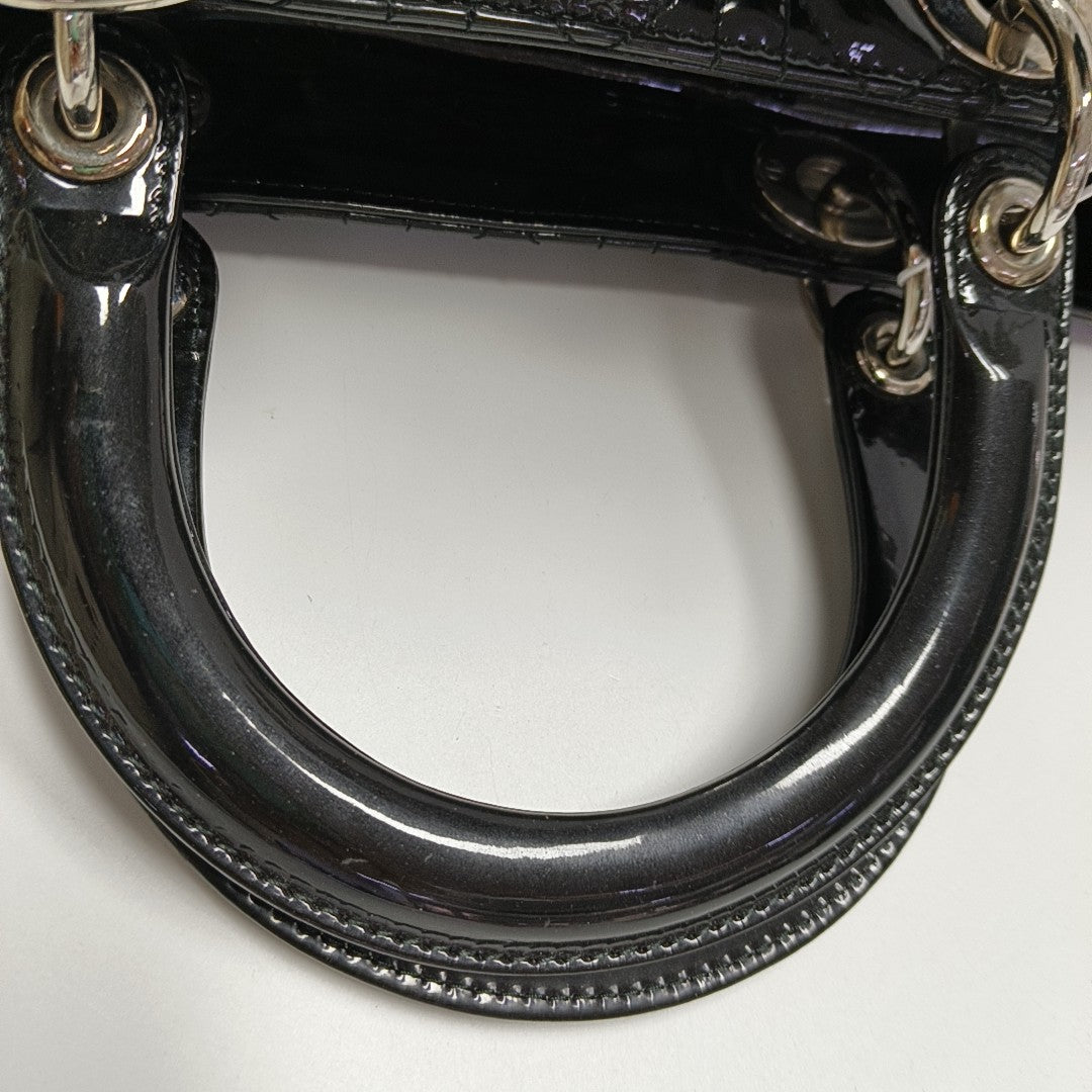 Lady Dior Large Cannage Patent Leather Black