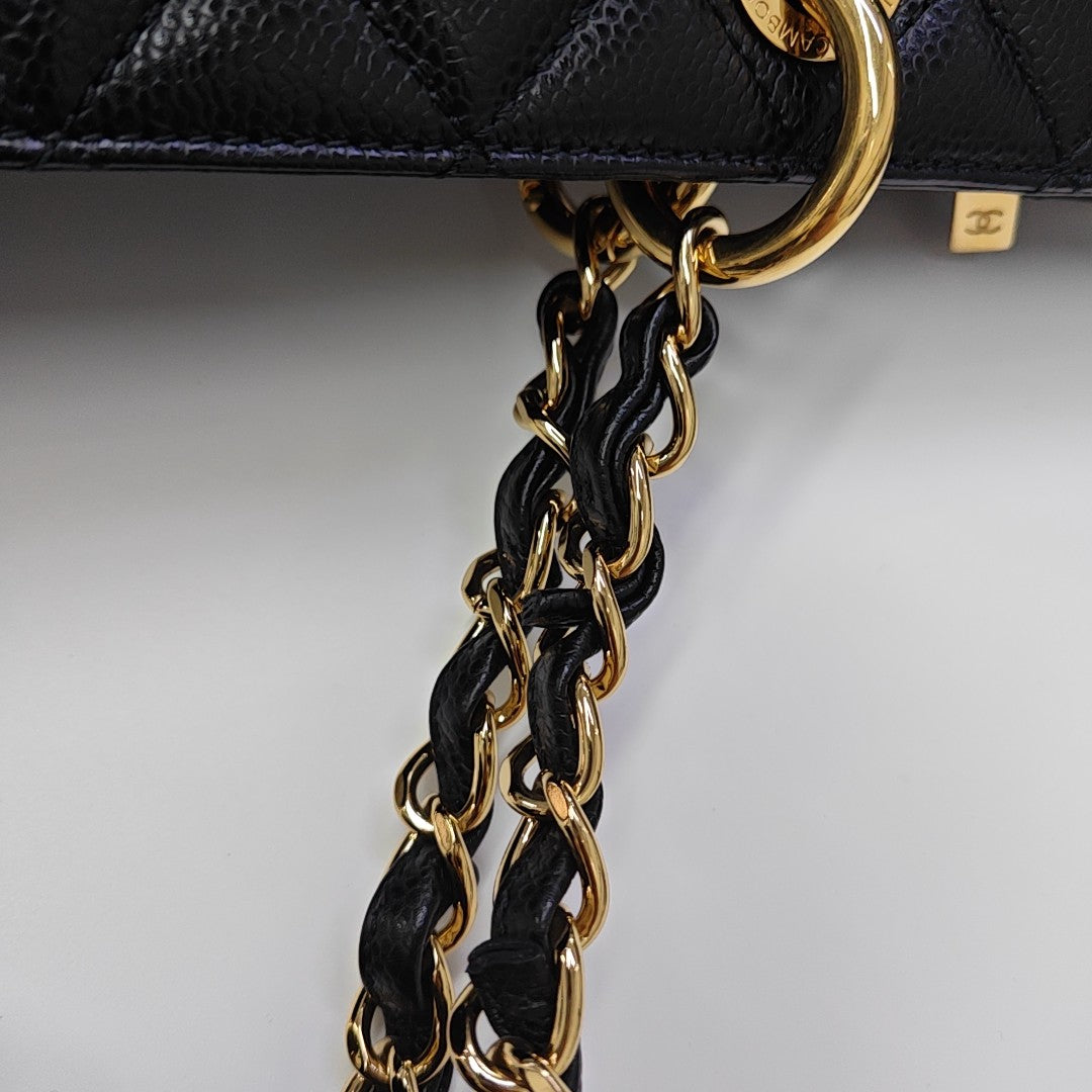 CHANEL GST Extra Large Quilted Grained Calfskin Black